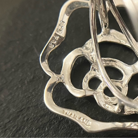 Sterling Silver Large Blooming Rose Flower 925 Statement Ring Size 11.5-12 - Picture 11 of 16